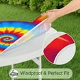 thumbnail image 5 of Colorful Tie Dye Mandala Pattern Round Fitted Tablecloth with Elastic Edge,Dining Table Cover Waterproof,Outdoor Round Tablecloth for Camping,Dining,Indoor and Outdoor, 5 of 7