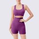 thumbnail image 1 of Conjunto de dos piezas de sujetador deportivo con amortiguación para mujer, pantalones cortos deportivos de cintura alta sin costuras y almohadillas para el pecho, ropa moldeadora para mujer, 1 of 5