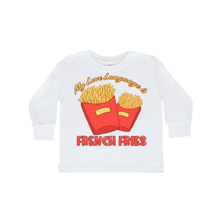 

Inktastic My Love Language Is French Fries Gift Toddler Boy or Toddler Girl Long Sleeve T-Shirt
