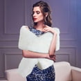 thumbnail image 3 of Gustave Women's Faux Fur Collar Shawl Wraps Cross Front Scarf Shrug Stole Winter Elegant Dress Cover Up Coat Shawls for Bridal Wedding Evening Party - White, 3 of 8