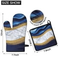 thumbnail image 6 of Blue Gold Wave Marble Pattern Kitchen Oven Mitt and Pot Holder Sets 2 Pcs for Baking, Cooking and Grilling, Heat Resistant Up To 392 °F, 6 of 7