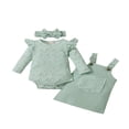 thumbnail image 1 of Newborn Baby Girl Fall Clothes Ruffle Long Sleeve Ribbed Romper Pocket Suspender Skirts Infant Overalls Dress Pink 0-3 Months, 1 of 9