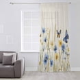 thumbnail image 3 of Blue Floral Semi Sheer Curtains Drapes for Living Room, Bedroom, French Doors Window 84 Inches Long, Yellow Flower Butterflies Country Plant Rod Pocket Chiffon Curtain Drapery Voile Draperies Panel, 3 of 6