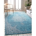 thumbnail image 1 of Unique Loom Traditional Collection Classic Medallion Transitional Indoor and Outdoor Flatweave Area Rug, 8 Feet x 11 Feet 4 Inch, Teal/Ivory, 1 of 1