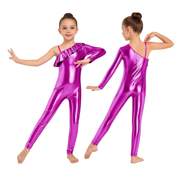 Haitryli Sport Unitard for Girls One Piece Bodysuit Full Body Catsuit Gymnastics Ballet Leotard Disco Dance Clothes Hot Pink 10