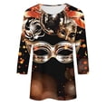 thumbnail image 5 of QATAINLAV Lightning Sale Mardi Gras Shirts for Women 3/4 Sleeve Tops Mask 3D Print Blouse Carnival Themed Graphic Tees Funny Parade Tshirt Multicolor M, 5 of 6