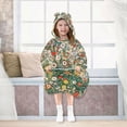 thumbnail image 7 of FORMRS Wearable Blanket Hoodie with Sleeves for Kids Cozy Flannel Sweatshirt, Beige Floral Garden, 7 of 7
