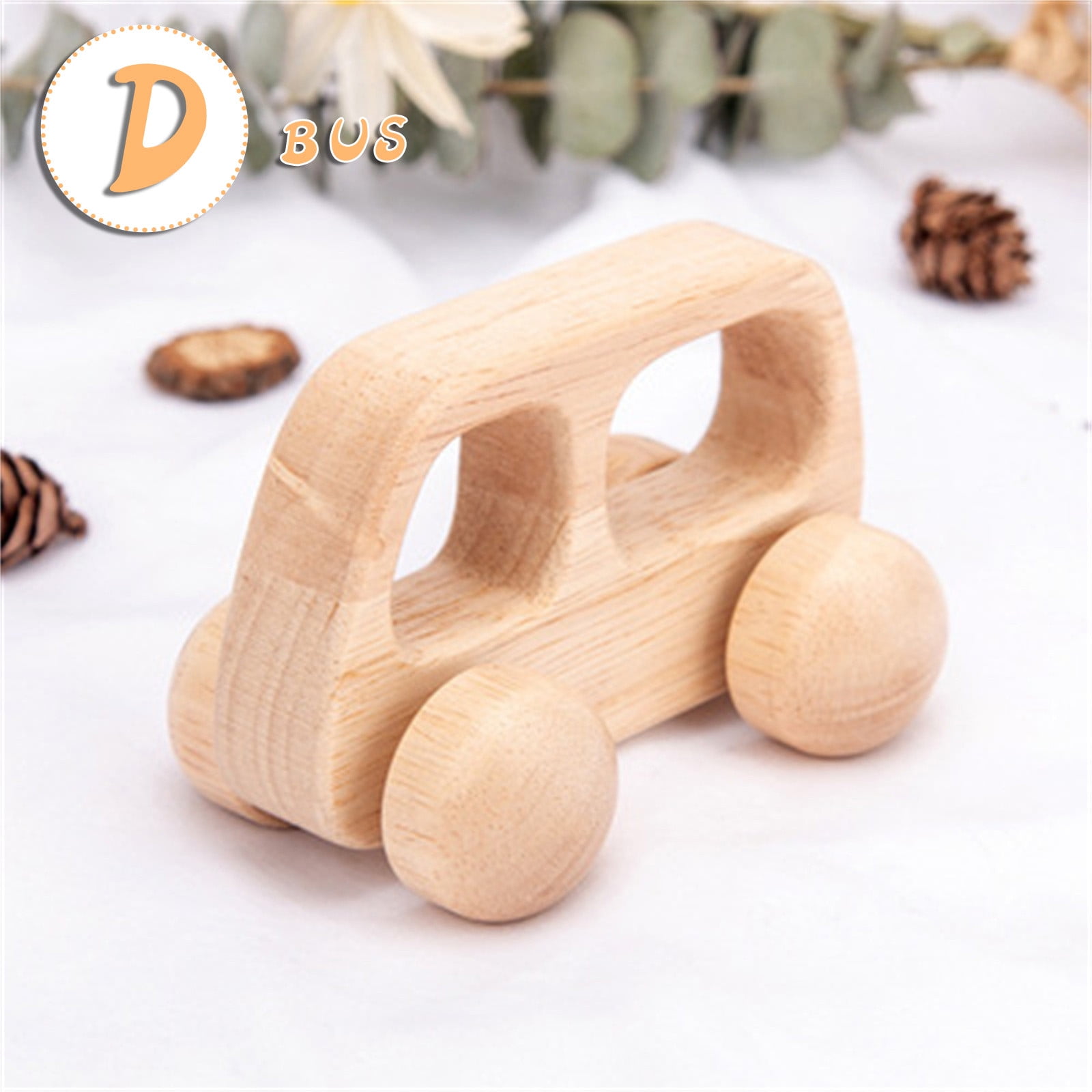 Handcrafted Wooden Eco Friendly Toy Car 3pc Wooden car Toys Montessori Nursing Wooden Rattle Toy Cars