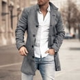 thumbnail image 1 of Chaquetas largas de manga larga para hombre, prendas de vestir exteriores informales con botones, Otoño e Invierno, 1 of 1