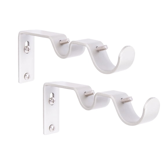 Kenney Double Curtain Rod Brackets 1 Inch Diameter, Brushed Nickel, Set of 2