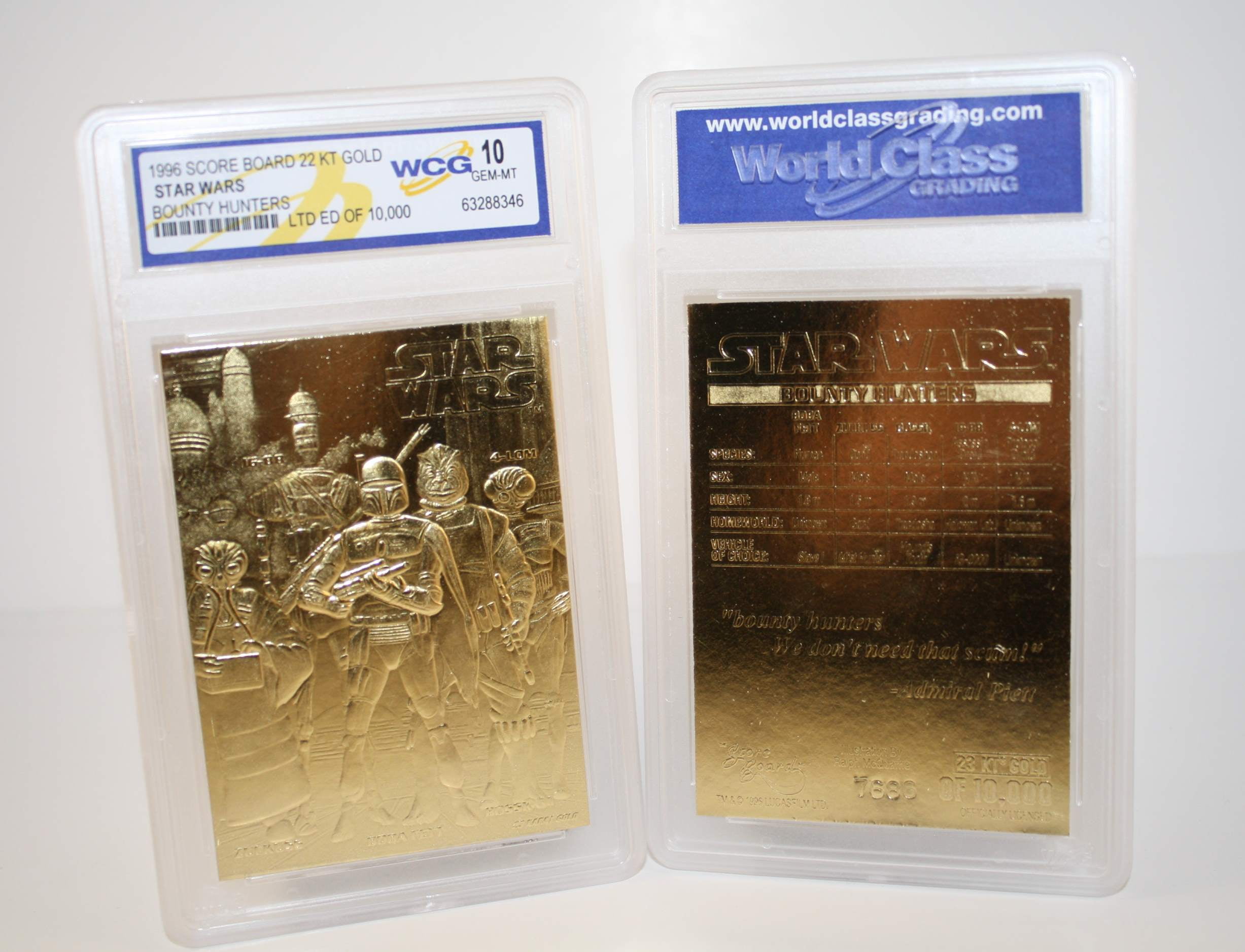 STAR WARS Set of 9 Official 23K Gold Cards Graded Gem-Mint 10 DARTH VADER SERIES 