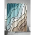 thumbnail image 5 of Shower Curtain Teal Brown Geometric Shower Curtains for Bathroom, Waterproof Polyester Shower Curtain Set with Hooks, Stall Long Size 54"x78" Abstract Ocean Wave, 5 of 6