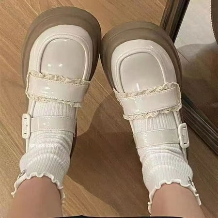 

New Thick Bottom Retro Round Toe College Style Shoes Buckle French Mary Jane Shoes Loafers Women
