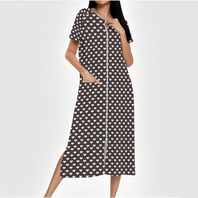 Taylonsss Womens Zip-Front Long Robe Knit Loungewear Full Length Gradient Color with Pockets Cozy Home Sleepwear