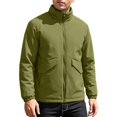 thumbnail image 3 of FRSASU Men's Full‑Zip Stand Collar Casual Jacket Wind‑Resistant Lightweight Coat with Big Flap Pockets Hiking Travel Outfits Army Green, 3 of 9