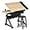 Brown, variant on ONKER Height Adjustable White Art Desk for Adults, Tilting Tabletop Drafting Drawing Table with Extra Large Desktop and Drawers, Foldable Stand up Craft Painting Table and Chair Set with Stools