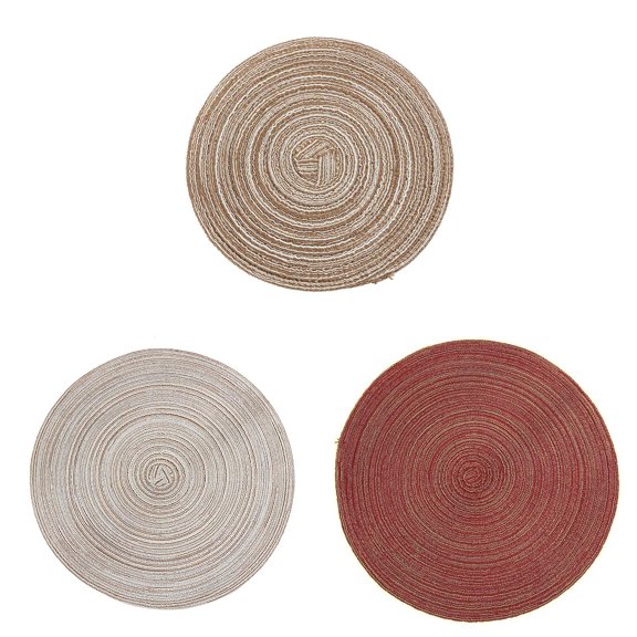 AUDeals Woven Placemats Washable Woven Placemats Round Placemats Rattan Placemats for Table Topper Home Decoration Dinner Table