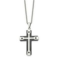 thumbnail image 3 of FJC Finejewelers Stainless Steel Box Brushed and Black IP-plated Cross 22in Necklace 22 Inches x 35 mm, 3 of 6