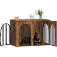 thumbnail image 3 of Hzuaneri Dog Crate Furniture, 46.5'' Wooden Indoor Dog Kennel with Multi‑Door & Anti‑Chew Iron Pipes for Medium‑Large Dogs, Rustic Brown, 3 of 10