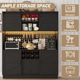 thumbnail image 5 of 75"H 63"W Farmhouse Pantry Cabinet with Hutch & Power Outlet Pegboard, Large Kitchen Storage Cabinet with 4 Sliding Barn Door with Wine Glass Rack, 5 of 8