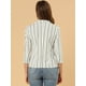 thumbnail image 5 of Blazer De Solapa Con Muescas Allegra K Mangas 3/4 A Rayas Mujer blanco M, 5 of 6