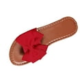 thumbnail image 3 of Women's Flat Slide Sandals Casual Fashion New Solid Color Outdoor Bow Decor Flat Cloth Round Toe Single Strap Slippers Sandals, 3 of 6