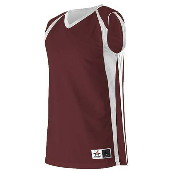 Alleson Athletic 54MMR Mens Reversible Basketball Jersey-Light Maroon/ White-2XL
