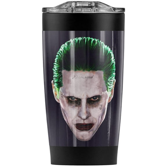 Suicide Squad Joker Head Stainless Steel Tumbler 20 oz Coffee Travel Mug/Cup, Vacuum Insulated & Double Wall with Leakproof Sliding Lid | Great for Hot Drinks and Cold Beverages