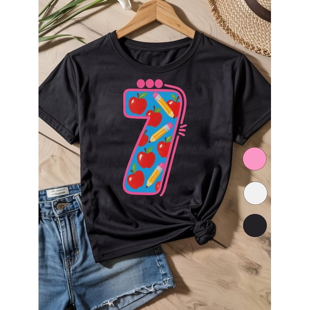 Girls & Teens T-Shirt - Soft Cotton Loose fit School Tee, Cute Back to Classroom outfit for 1st Day of School, everyday Casual Top for Girls & Teens, Sunny Day Clothing, Playful Print Design