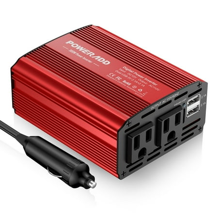 300w Inverter - Poweradd 300W Car Power Inverter DC 12V to AC 110V Converter with Dual 3.1A Dual USB Ports for Smartphones, Tablet, Breast pump, Nebulizer