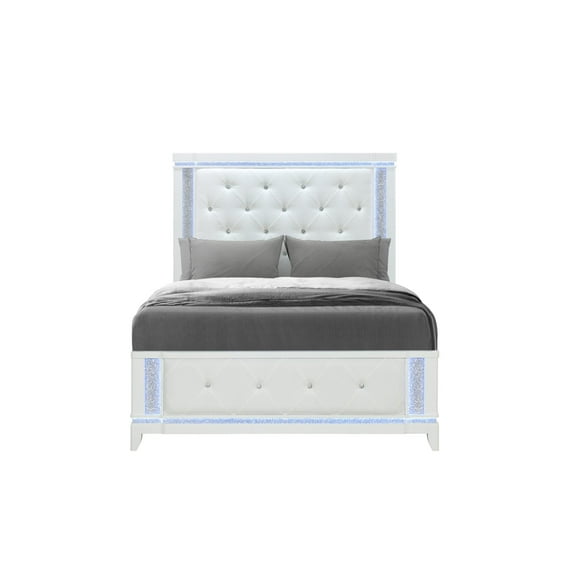 Ashley Brown Lighted headboard Solid and Engineered Wood Queen Bed