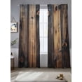 thumbnail image 3 of Black Brown Board Semi Sheer Curtains 108 Inch Length 2 Panels Set, Vintage Chic Shabby Wooden Grain Sheer Kitchen Curtain Privacy Voile Window Curtain for Living Room Bedroom Rod Pocket Drapes, 3 of 7