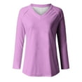 thumbnail image 4 of LYXSSBYX Long Sleeve Shirts for Women Fashion Women's Casual Long Sleeve V-Neck Solid Ladies Tops Blouse, 4 of 4