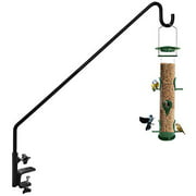 MIXXIDEA Heavy Duty Deck Rail Pole Deck Hook for Hanging Bird Feeder, Extensible and Adjustable, Deck Bracket for Plant Pots, Suet Baskets, Wind Chimes, Lanterns (Black-1 Pack)