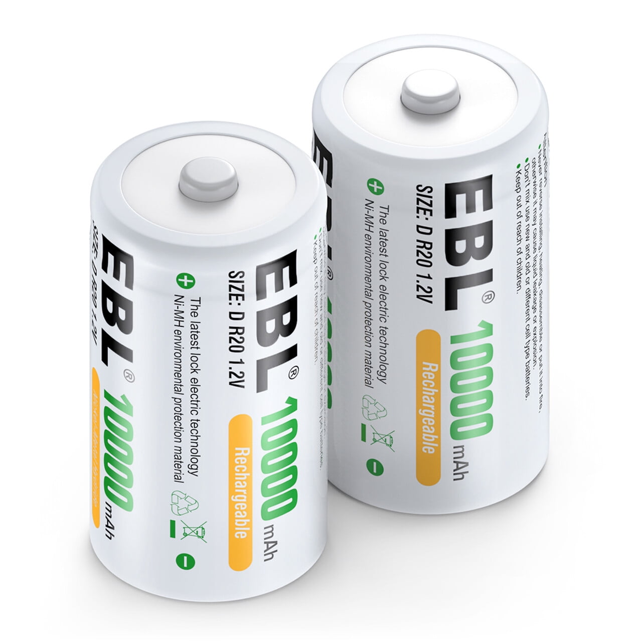 EBL Rechargeable Batteries,2pcs D Batteries& C Batteries, 1pc 9V Batteries, 4pcs AA Batteries & AAA Batteries