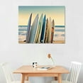 thumbnail image 2 of Nawypu Costal Canvas Wall Art Pictures: Surfboards & Pink Car on Sand Artwork Canvas Painting for Living Room (20 x 16in), 2 of 4