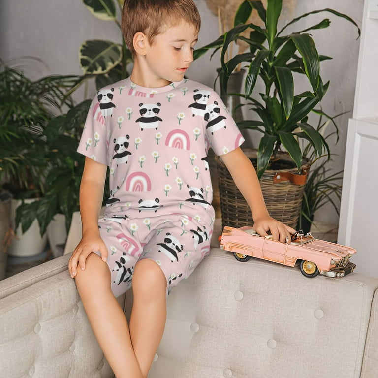 Daiia Cute Cartoon Panda Print Children's Cotton Pajama Set