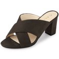 thumbnail image 1 of BLISSFUL STEP Mules à Talon Épais à Brides Croisées pour Femmes Sandales à Enfiler, 1 of 6