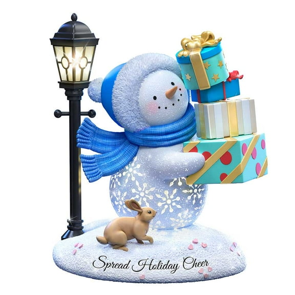 The Bradford Exchange Spread Holiday Cheer Sparkle Delights Illuminated Snowman Sculptures Christmas Decoration 7 to 8-inches
