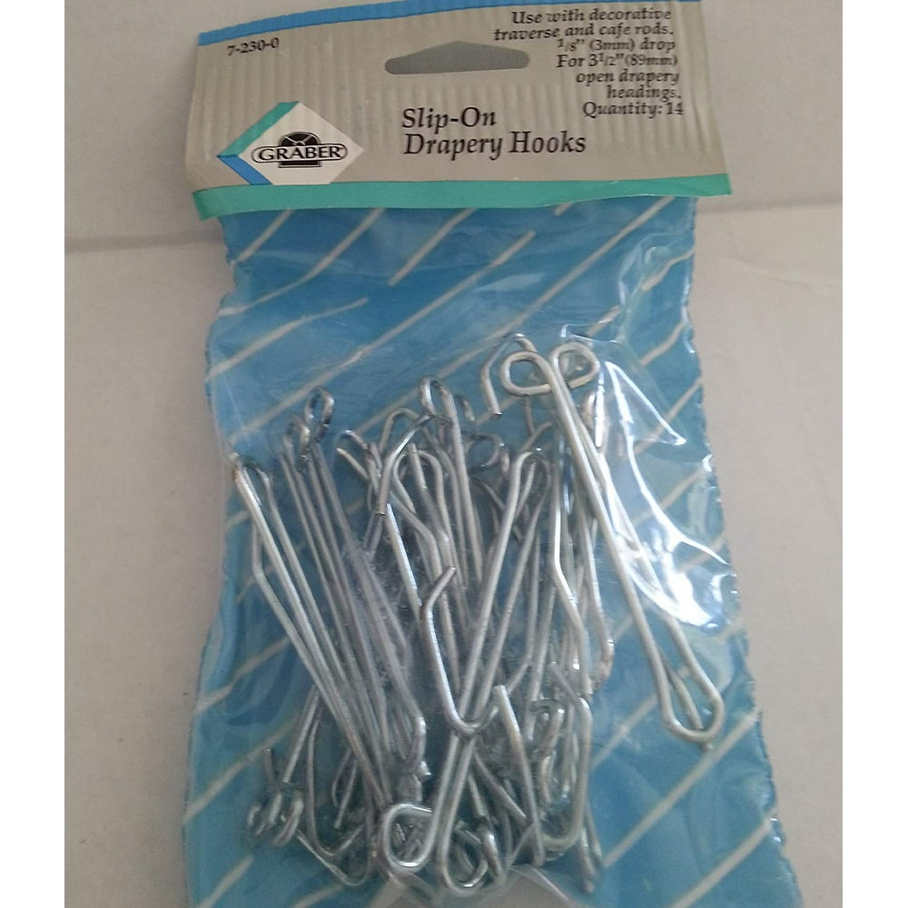 3Inch Slip On Drapery Hooks with 1/8Inch Drop. 14 Hooks per Bag