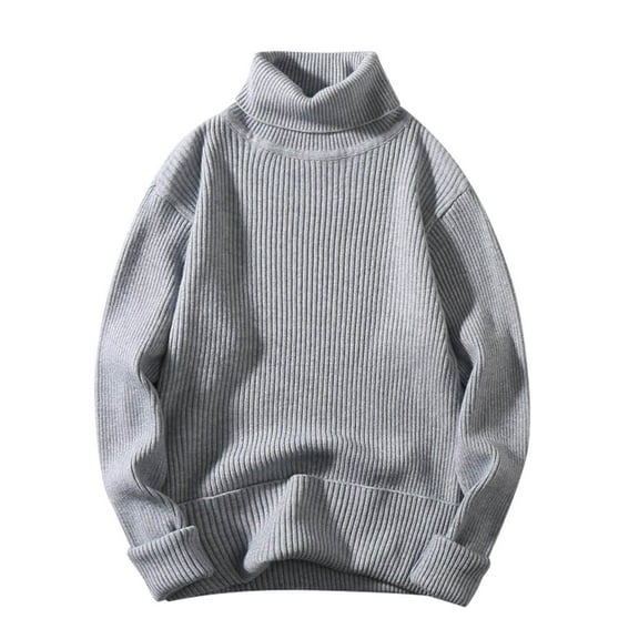 JTieacloth Mens Lightweight Sweaters Male Autumn And Winter Wool Sweater Round Neck Pullover Bottoming Shirt All Matching High Neck Top(Gray)