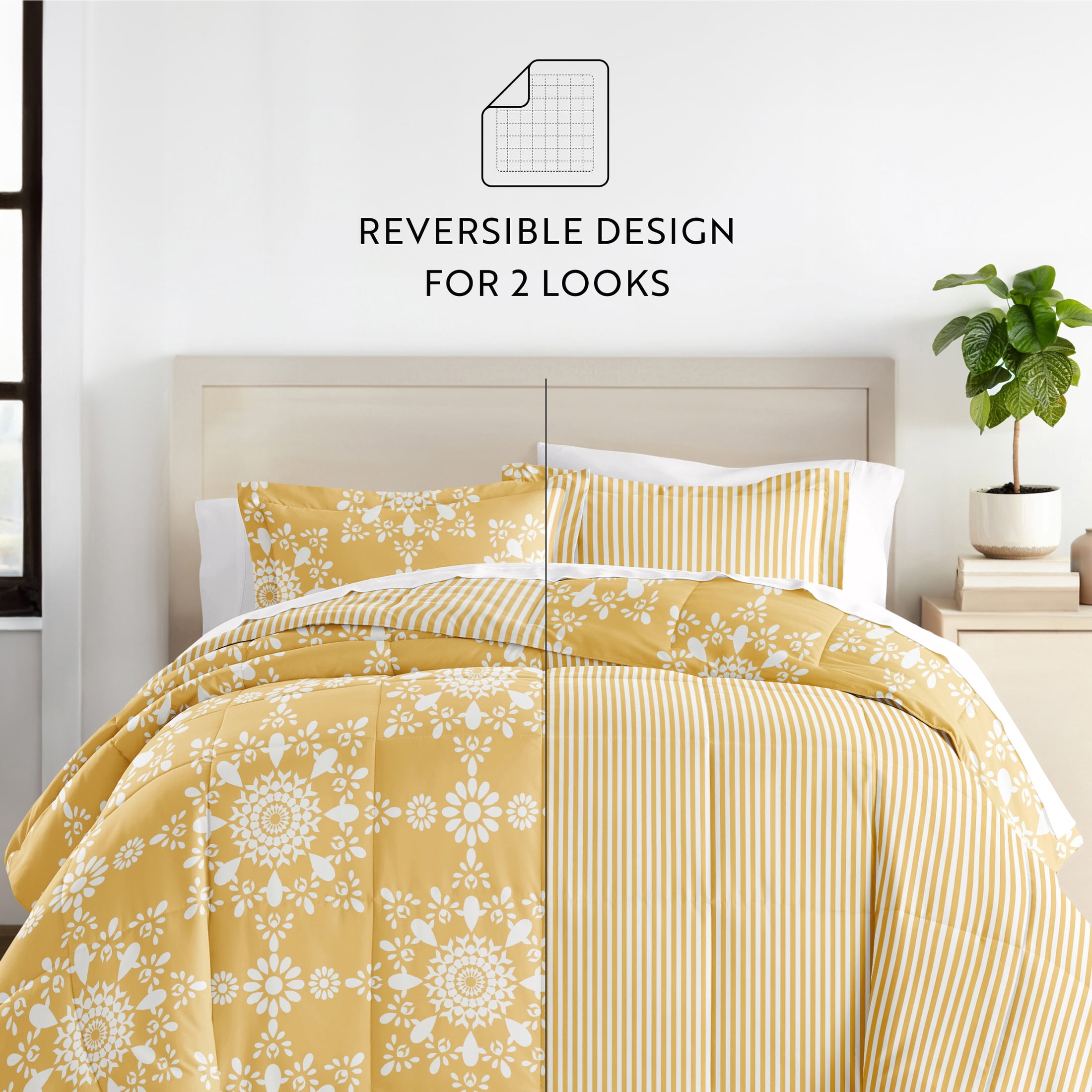 All Season Ultra Soft Comforter Set Lightweight Bedding in Daisy Floral for King/Cal King by Comfort Canopy
