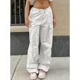 thumbnail image 4 of Parachute Pants for Women Y2K Baggy Cargo Pants Drawstring Trousers Low Rise Loose Jogger Sweatpants, 4 of 9