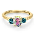 thumbnail image 3 of Gem Stone King 10K Yellow Gold Mercury Mist Mystic Topaz and London Blue Topaz Engagement Ring for Women | 1.44 Cttw | Oval 7X5MM | Gemstone November Birthstone | Size 6, 3 of 6