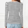 thumbnail image 3 of T Shirts for Womens Crew Neck Loose Tees with Puffy Sleeves Base Tops Striped Long Sleeve Shirt Women, 3 of 6