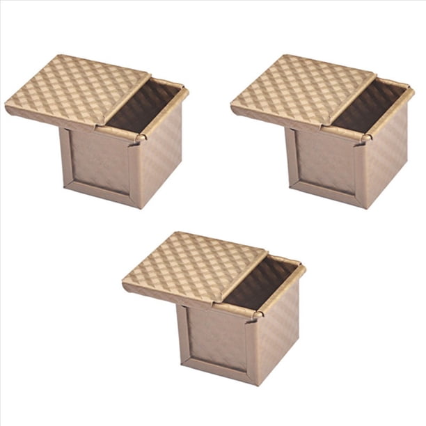 3X Molde de Pan Cuadrado con Tapa Molde de Pan Tostado Molde de Pan Molinillo de Pan con Tapa Mini Cubitera de Agua Antiadherente Caja de Tostadas