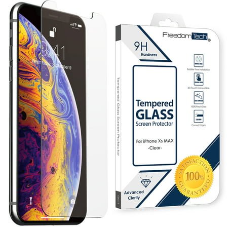 For Apple iPhone XS Max Screen Protector Tempered Glass, FREEDOMTECH Real Tempered Glass Screen Protector For Apple iPhone XS Max (6.5