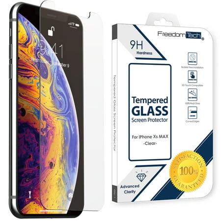 Free Clear Screen For Apple iPhone XS Max Screen Protector Tempered Glass, FREEDOMTECH Real Tempered Glass Screen Protector For Apple iPhone XS Max (6.5