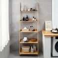 thumbnail image 3 of Gymax 5-Tier Bamboo Ladder Shelf Wall-Leaning Bookshelf Display Bookcase Storage Rack, 3 of 10