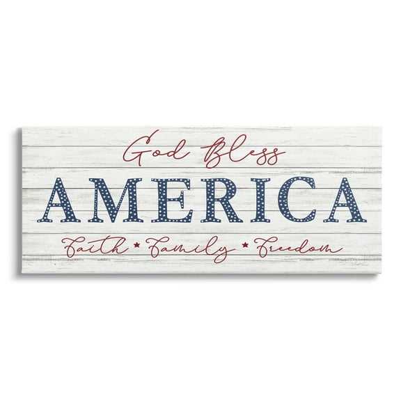 Stupell Industries God Bless Faith Family Freedom Hanging Sign,40 x 17, Design by Natalie Carpentieri